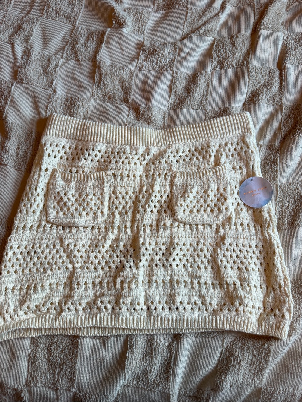 Altar'd State Ivory Crochet Mini Skirt